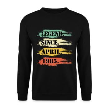 Anniversaire Design Légendaire depuis avril 1985 Rétro - Sweat-shirt Unisexe - noir - Devant - Alina (178cm) & Michal (187cm)