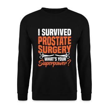 Ich Habe Die Prostata -operation Überlebt. Was Ist - Unisex Pullover - Schwarz - Vorne - Alina (178cm) & Michal (187cm)