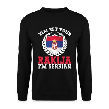 You bet your rakija, I'm Serbian - Unisex Sweatshirt - black - Front - Alina (178cm) & Michal (187cm)