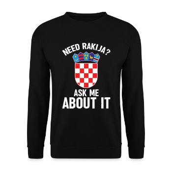 Benötigen Sie Rakija? Fragen Sie Mich Danach - Unisex Pullover - Schwarz - Vorne - Alina (178cm) & Michal (187cm)