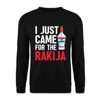 I just came for the rakija - Unisex Sweatshirt - black - Front - Alina (178cm) & Michal (187cm)