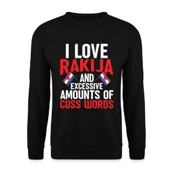Ich Liebe Rakija Und Übermäßige Mengen An - Unisex Pullover - Schwarz - Vorne - Alina (178cm) & Michal (187cm)