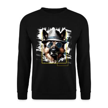 Schäferhund Sonnenbrille - Tiermotiv Kunst Tier - Unisex Pullover - Schwarz - Vorne - Alina (178cm) & Michal (187cm)