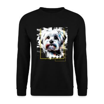 Malteser Süß - Tiermotiv Kunst Tier Malteser - Unisex Pullover - Schwarz - Vorne - Alina (178cm) & Michal (187cm)