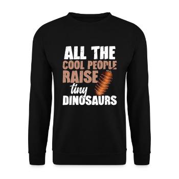 Alle Coolen Leute Züchten Winzige Dinosaurier - Unisex Pullover - Schwarz - Vorne - Alina (178cm) & Michal (187cm)
