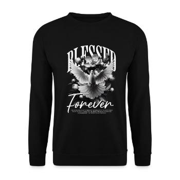 Gesegnet für immer Statement Friedens Taube - Unisex Pullover - Schwarz - Vorne - Alina (178cm) & Michal (187cm)
