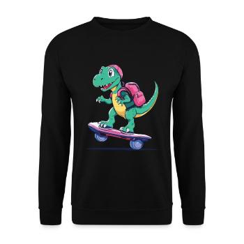 Dino Life is better if you hoverboard - Unisex Sweatshirt - black - Front - Alina (178cm) & Michal (187cm)
