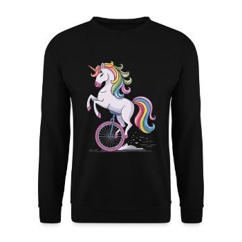 Dieser Typ Liebt Unicycles, Unicorn - Unisex Pullover - Schwarz - Vorne - Alina (178cm) & Michal (187cm)
