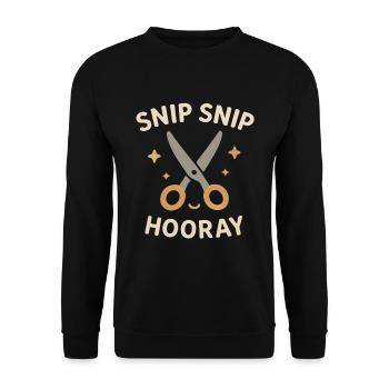 Snip Snip Hourra coiffeur disant coupe de cheveux Citation - Sweat-shirt Unisexe - noir - Devant - Alina (178cm) & Michal (187cm)
