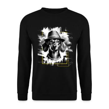 Lunettes de soleil teckel - Animal Print Art Animal Dachshund - Sweat-shirt Unisexe - noir - Devant - Alina (178cm) & Michal (187cm)