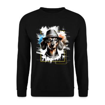 Lunettes de soleil teckel - Animal Print Art Animal Dachshund - Sweat-shirt Unisexe - noir - Devant - Alina (178cm) & Michal (187cm)