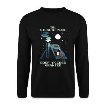 Schornsteinfeger Stealth Dach Zugang Retro Pixel - Unisex Pullover - Schwarz - Vorne - Alina (178cm) & Michal (187cm)