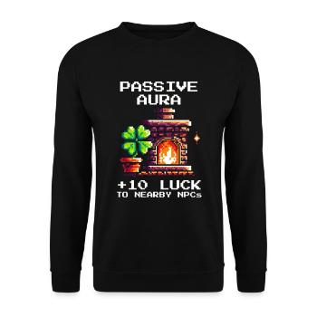 Schornsteinfeger Glück Aura Retro Pixel Art Dach - Unisex Pullover - Schwarz - Vorne - Alina (178cm) & Michal (187cm)