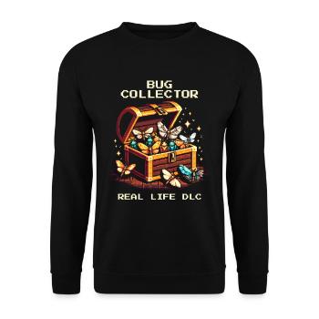 Käfersammler Natur Retro Pixel Art Insekten - Unisex Pullover - Schwarz - Vorne - Alina (178cm) & Michal (187cm)