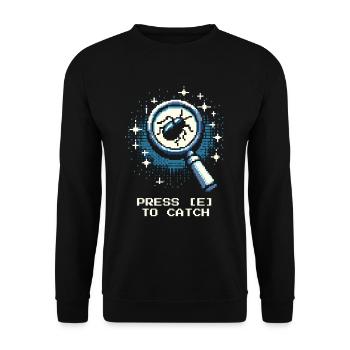 Catch Action Button Gaming Retro Pixel Entomology - Unisex Sweatshirt - black - Front - Alina (178cm) & Michal (187cm)