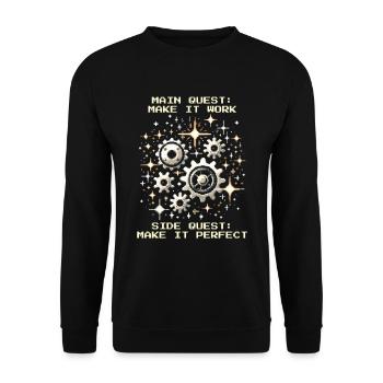 Main Quest Precision Mechanics Perfect Pixel - Unisex Sweatshirt - black - Front - Alina (178cm) & Michal (187cm)