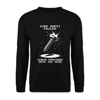 Side Quest Schraube Weg Feinmechanik Pixel Retro - Unisex Pullover - Schwarz - Vorne - Alina (178cm) & Michal (187cm)