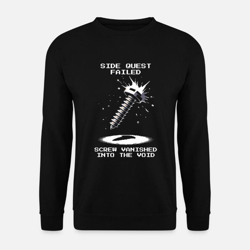 Side Quest Schraube Weg Feinmechanik Pixel Retro - Unisex Pullover - Schwarz