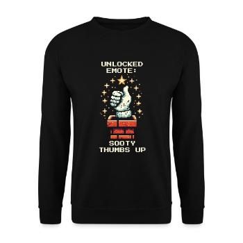 Schornsteinfeger Emote Daumen Hoch Retro Pixel Art - Unisex Pullover - Schwarz - Vorne - Alina (178cm) & Michal (187cm)