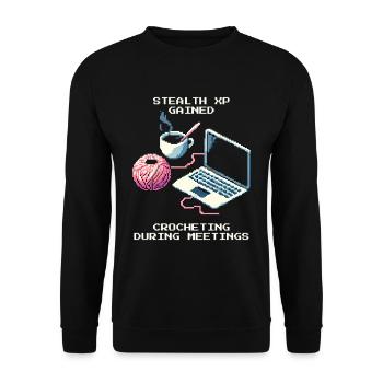 Stealth Crochet in Meeting | Yarn handmade - Unisex Sweatshirt - black - Front - Alina (178cm) & Michal (187cm)