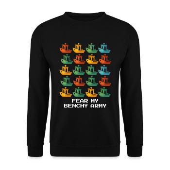 Benchy Army | 3D Printing Test Model Calibration - Unisex Sweatshirt - black - Front - Alina (178cm) & Michal (187cm)