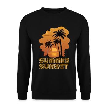 Summer Sunset at the Sea Beach with palm trees - Unisex Sweatshirt - black - Front - Alina (178cm) & Michal (187cm)