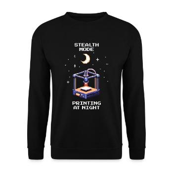 Stealth Mode: Night Printing | 3D Printing Print Bed - Unisex Sweatshirt - black - Front - Alina (178cm) & Michal (187cm)