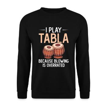 Je joue du tabla parce que souffler surestime - Sweat-shirt Unisexe - noir - Devant - Alina (178cm) & Michal (187cm)