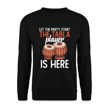 Let the party start. The Tabla Player - Unisex Sweatshirt - black - Front - Alina (178cm) & Michal (187cm)