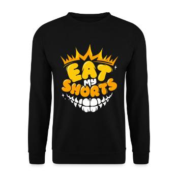 Eat my shorts funny short Video with Teeth mouth - Unisex Pullover - Schwarz - Vorne - Alina (178cm) & Michal (187cm)