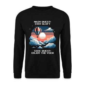 Ballonfahrt Himmel Abenteuer Luftfahrt Thermik - Unisex Pullover - Schwarz - Vorne - Alina (178cm) & Michal (187cm)