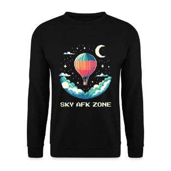AFK dans le ciel | Vol en montgolfière Calme Thermiques Air Altitude - Sweat-shirt Unisexe - noir - Devant - Alina (178cm) & Michal (187cm)