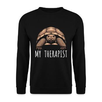 My therapist Sulcata Tortoise - Unisex Sweatshirt - black - Front - Alina (178cm) & Michal (187cm)