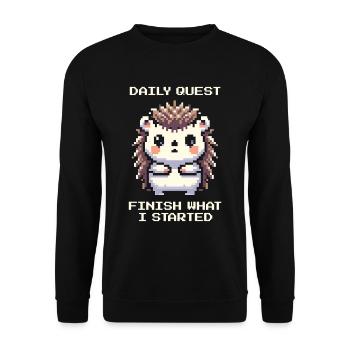 Daily Quest: Finish | ADHD Tasks - Unisex Sweatshirt - black - Front - Alina (178cm) & Michal (187cm)