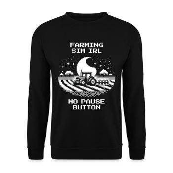 IRL Farming | Without pause & without save point - Unisex Sweatshirt - black - Front - Alina (178cm) & Michal (187cm)