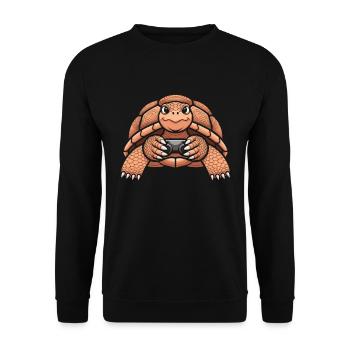 Cheerful turtle playing a video game - Unisex Sweatshirt - black - Front - Alina (178cm) & Michal (187cm)