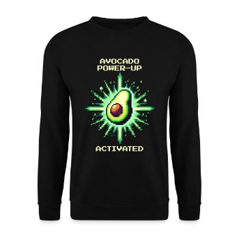 Power-Up: Avocado | Fruchtbuff für Gamer - Unisex Pullover - Schwarz - Vorne - Alina (178cm) & Michal (187cm)
