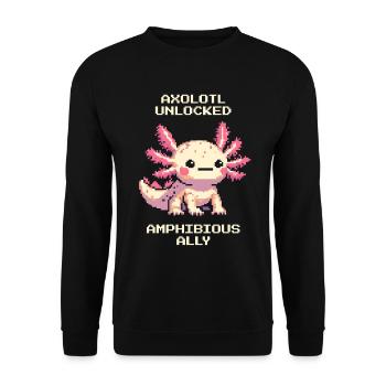 Axolotl Pixel Style | Amphibian Pet Retro - Unisex Sweatshirt - black - Front - Alina (178cm) & Michal (187cm)