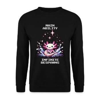 Puissance de l’axolotl | Infinite Respawns Retro Pixels - Sweat-shirt Unisexe - noir - Devant - Alina (178cm) & Michal (187cm)