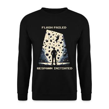 Flash Failed | Bouldering Pixel Art Crash Pad - Unisex Sweatshirt - black - Front - Alina (178cm) & Michal (187cm)