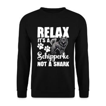 Entspannen Sie Es, Es Ist Ein Schipperke, Kein Hai - Unisex Pullover - Schwarz - Vorne - Alina (178cm) & Michal (187cm)