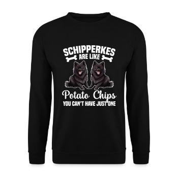 Schipperkes Sind Wie Kartoffelchips, Die Sie - Unisex Pullover - Schwarz - Vorne - Alina (178cm) & Michal (187cm)