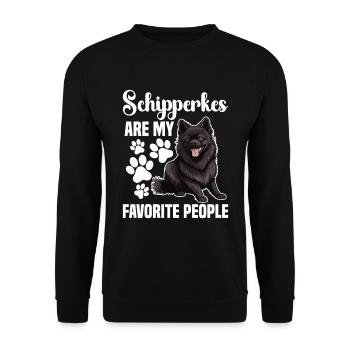 Schipperkes Sind Meine Lieblingsmenschen - Unisex Pullover - Schwarz - Vorne - Alina (178cm) & Michal (187cm)