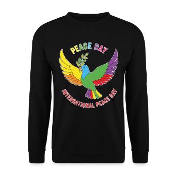 Peace Day Rainbow Dove - Unisex Pullover - Schwarz - Vorne - Alina (178cm) & Michal (187cm)
