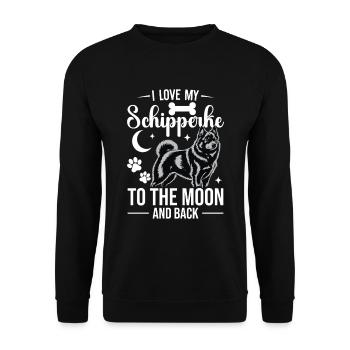 Ich Liebe Meinen Schipperke Zum Mond Und Backi - Unisex Pullover - Schwarz - Vorne - Alina (178cm) & Michal (187cm)