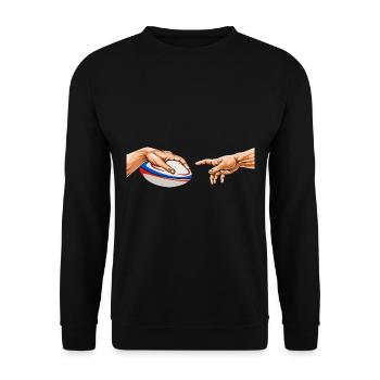 Rugby Michelangelo "Wenn Rugby Einfach Wäre Rugby - Unisex Pullover - Schwarz - Vorne - Alina (178cm) & Michal (187cm)