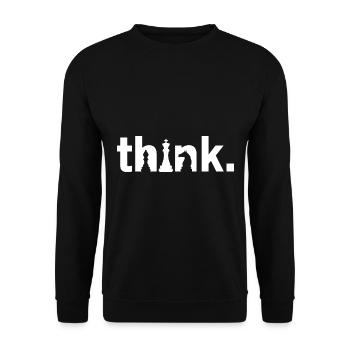 think Schach Schachbrett lustige Schachfiguren - Unisex Pullover - Schwarz - Vorne - Alina (178cm) & Michal (187cm)