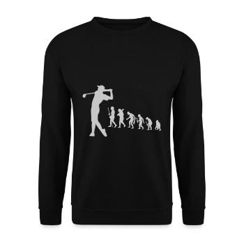 Evolution Golf Golfer Entwicklung Steinzeit - Unisex Pullover - Schwarz - Vorne - Alina (178cm) & Michal (187cm)