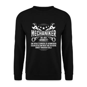 Design für Mechaniker, Techniker und Handwerker - Unisex Pullover - Schwarz - Vorne - Alina (178cm) & Michal (187cm)