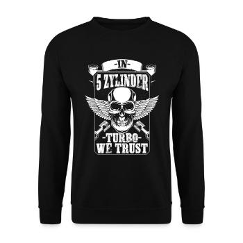 5 cylinder five cylinder 2.5TFSI Turbo - Unisex Sweatshirt - black - Front - Alina (178cm) & Michal (187cm)